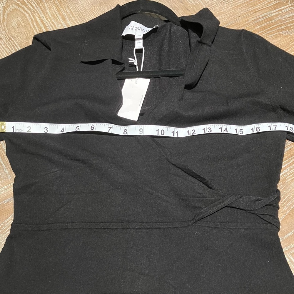 NWT Derek Lam 10 Crosby Raylen Twist Short-Sleeve Black Dress (Medium) - Picture 11 of 13